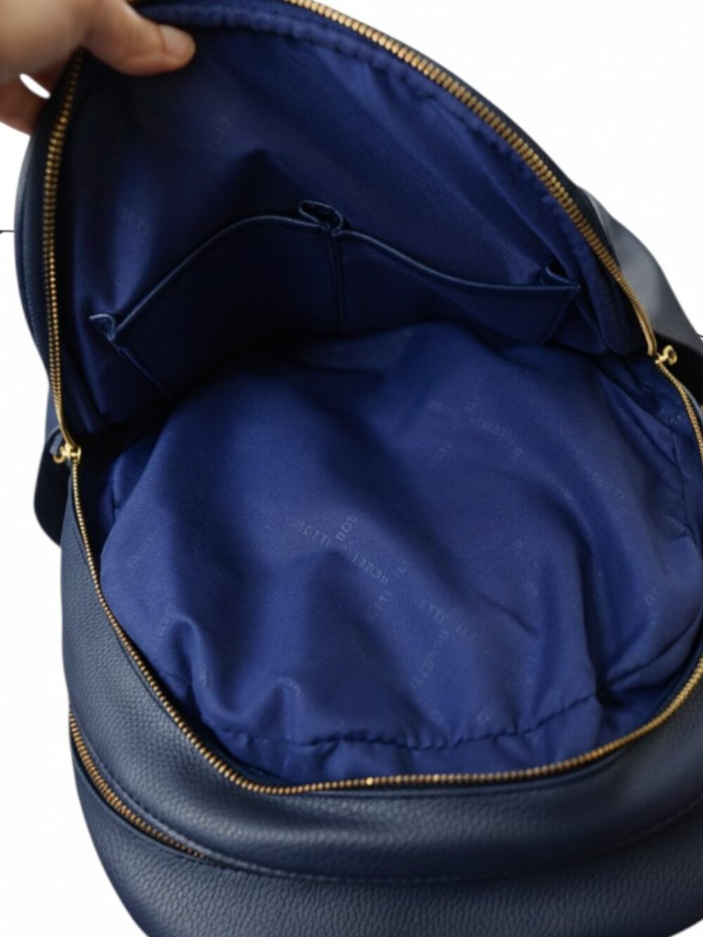 Rosetti Navy Faux Leather Laptop Backpack Work Travel Bag w/ Gold Hardware Chic - Picture 8 of 14